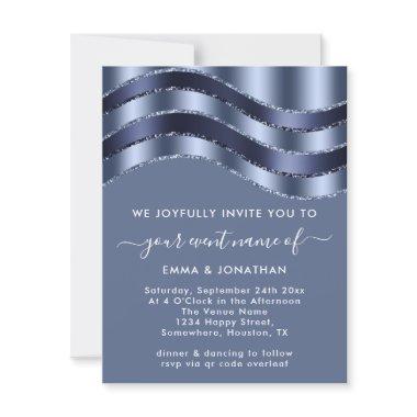 QR Code Wedding Bridal Shower Blue Navy