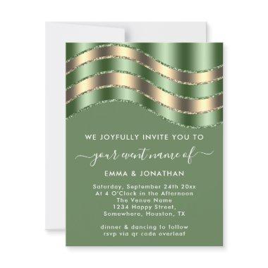 QR Code Wedding Bridal Shower Mint Green Golden