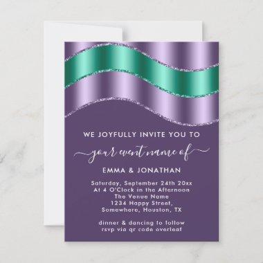 QR Code Wedding Bridal Shower Purple Emerald