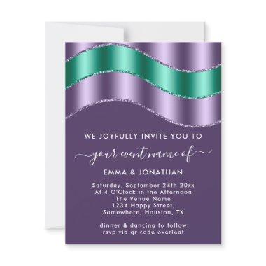 QR Code Wedding  Purple Emerald
