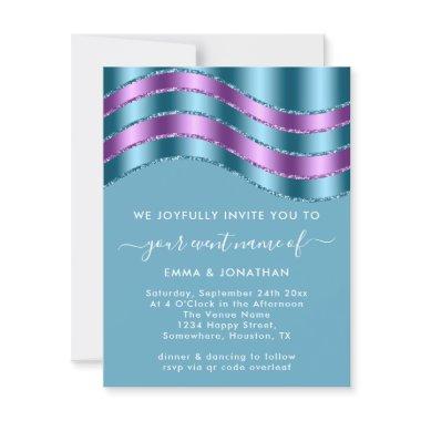 QR Code Wedding Bridal Shower Purple Teal Blue