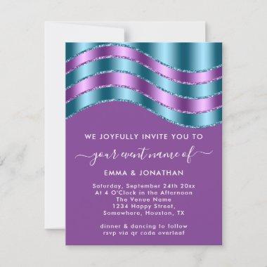 QR Code Wedding Bridal Shower Purple Violet Teal