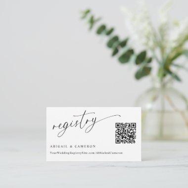 QR Code Wedding Registry Delicate Calligraphy Enclosure Invitations