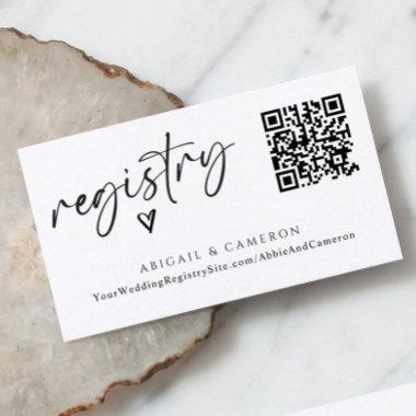 QR Code Wedding Registry Modern Simple Handwriting Enclosure Invitations