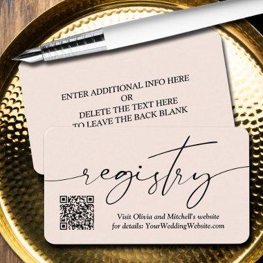 QR Code Wedding Registry Modern Simple Handwriting Enclosure