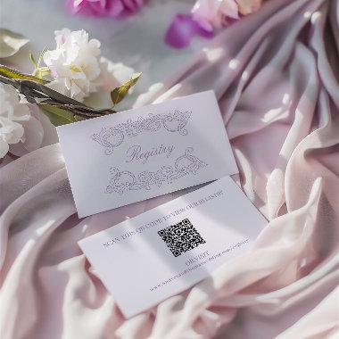 QR Code Wedding Registry Purple Elegant Vintage Enclosure Invitations