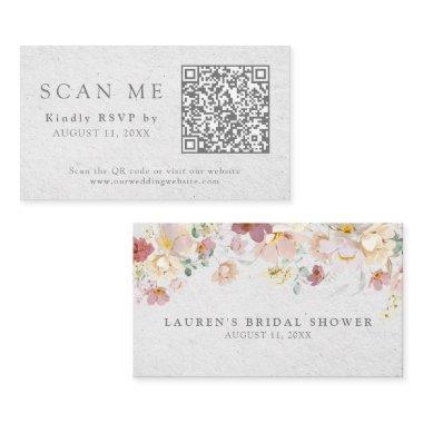 QR Code & Wedding Website Blush Pink Floral RSVP Enclosure Invitations