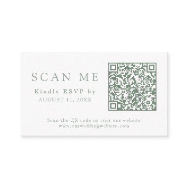 QR Code & Wedding Website Sage Green Wedding RSVP Enclosure Invitations