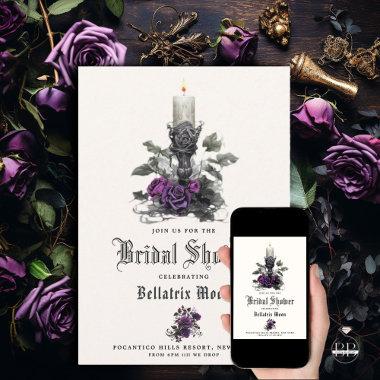 QR Macabre Deep Amethyst Purple Candle Invitations