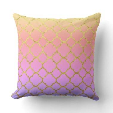 Quatrefoil Foil Patterns Rose Gold Pink Ombre 2020 Outdoor Pillow