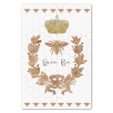 Queen Bee Crown Royal Rose Gold Glitter Decoupage Tissue Paper