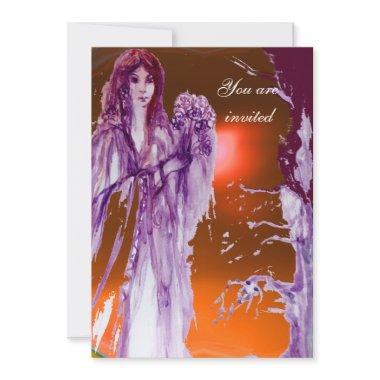 QUEEN GUINEVERE Purple Orange Fantasy Invitations