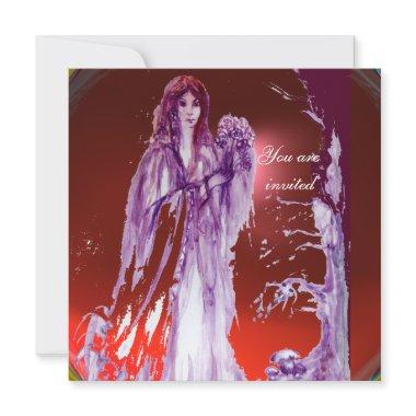 QUEEN GUINEVERE Red Purple Fantasy Invitations