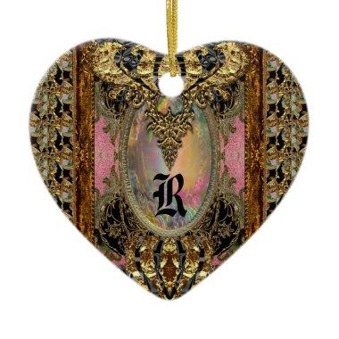 Queen of France Elegant Monogram Ceramic Ornament