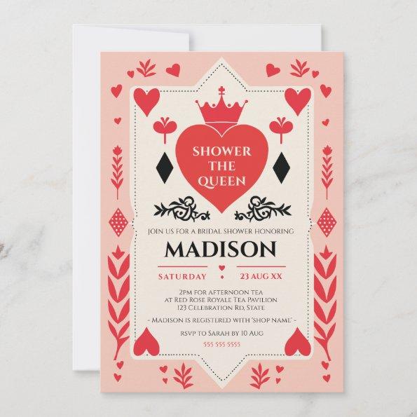 Queen of Hearts Bridal Shower Wonderland Tea Party Invitations