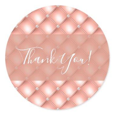 Quilted Diamond Sparkly Rose Gold Pink Luxury Classic Round Sticker