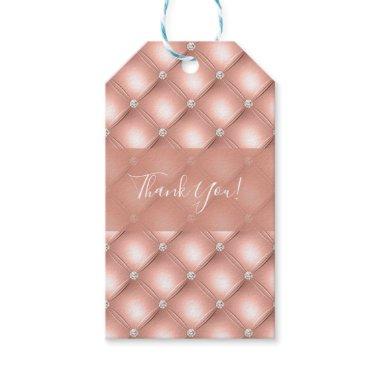Quilted Diamond Sparkly Rose Gold Pink Luxury Gift Tags