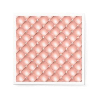 Quilted Diamond Sparkly Rose Gold Pink Luxury Napkins