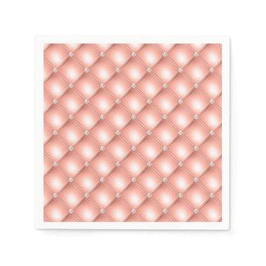 Quilted Diamond Sparkly Rose Gold Pink Luxury Napkins