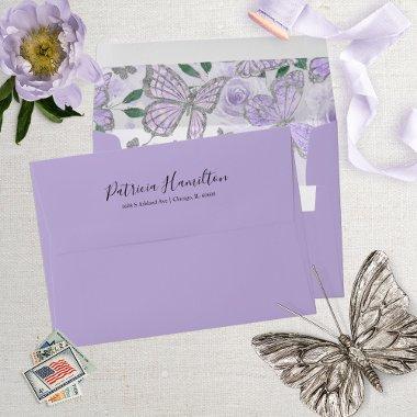 Quinceanera Butterfly Watercolor Flowers Envelope