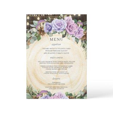 Quinceañera Enchanted Forest Purple Floral Menu