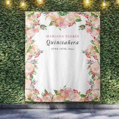 Quinceanera Floral Chic Photo Booth Backdrop