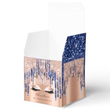 Quinceañeras Sweet 16th Bridal Rose Drips Blue Favor Boxes