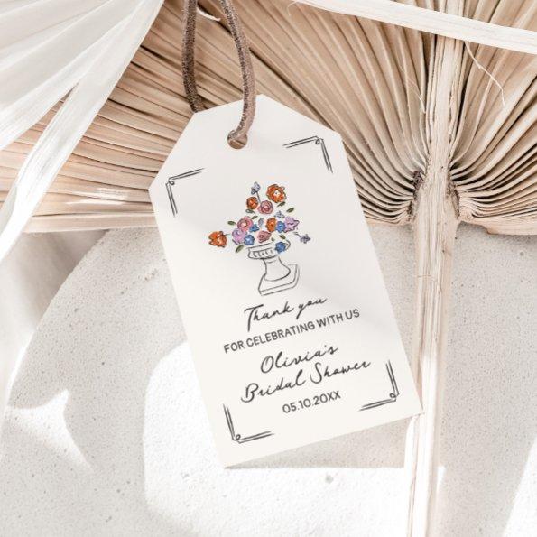 Quirky Hand Drawn Floral Urn  Gift Tags