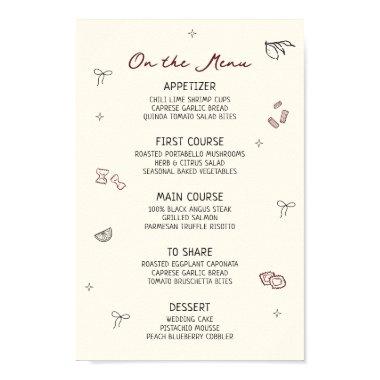 Quirky Hand Drawn Maroon Menu Poster