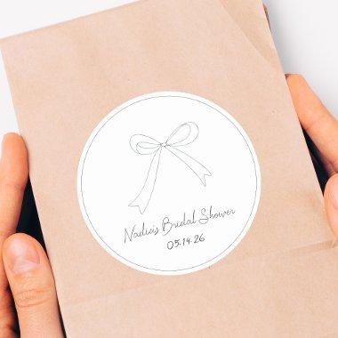 Quirky Hand Drawn Sketch Style Bow  Classic Round Sticker
