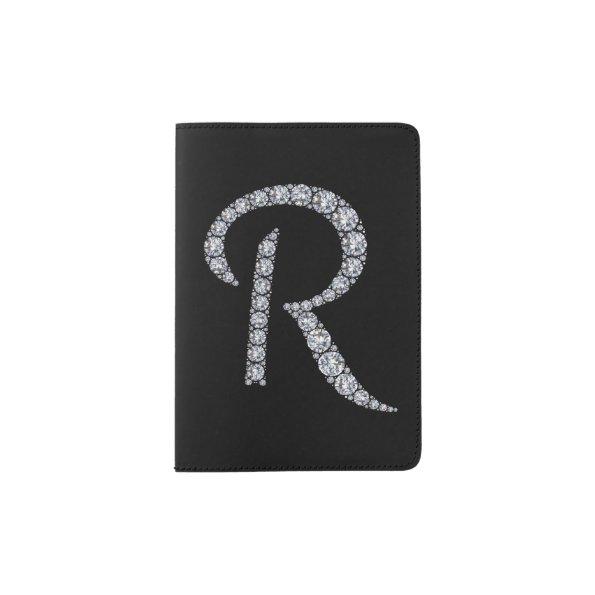 R monogram bling passport holder