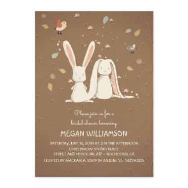 rabbit bunnies couple woodland bridal shower Invitations