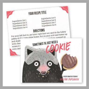 Raccoon eating cookie baking cookbook recipe Invitations