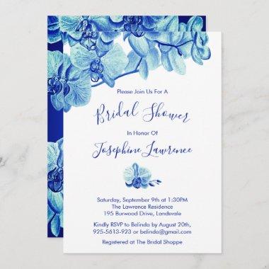 Radiant Blue Orchid Flowers Bridal Shower Invitations