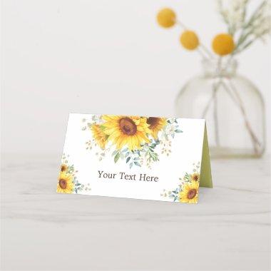 Radiant Watercolor Sunflowers Summer Greenery Place Invitations