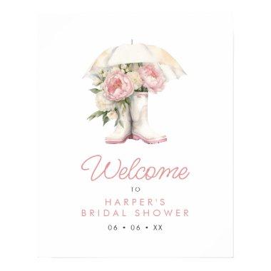 Rain Boots & Pink Peonies  Welcome Poster