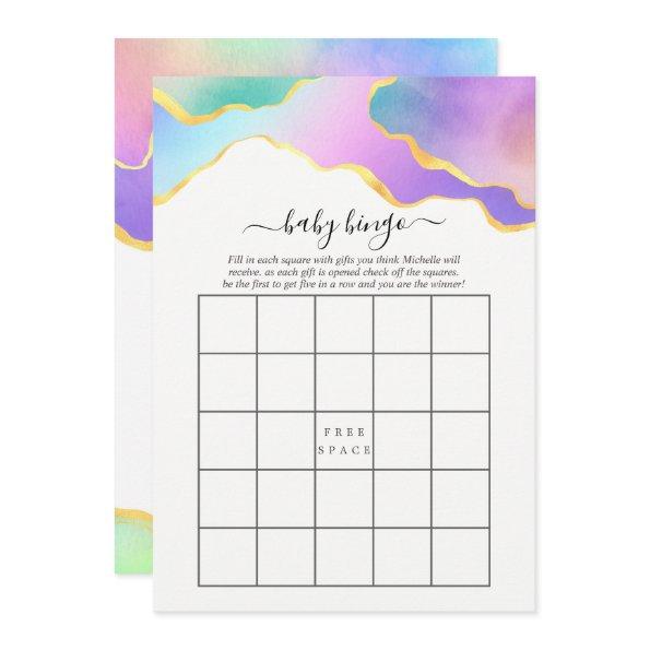 Rainbow Agate Stone Bridal Shower Bingo Invitations