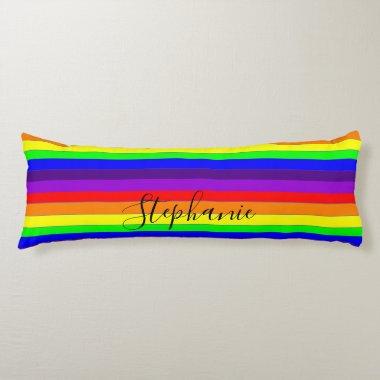 Rainbow Color Stripes Lines Abstract Monogram Cute Body Pillow