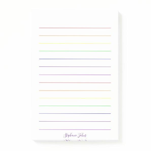 Rainbow Colors Colorful Pretty Cute Monograms Name Post-it Notes