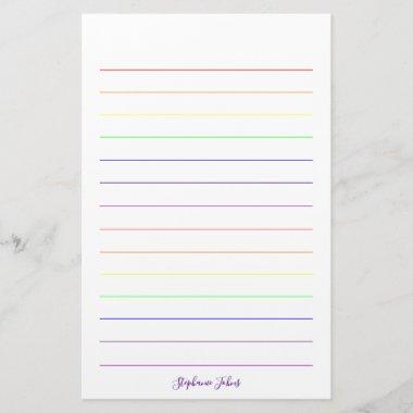 Rainbow Colors Colorful Pretty Cute Monograms Name Stationery