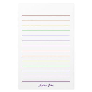 Rainbow Colors Colorful Pretty Cute Monograms Name Stationery