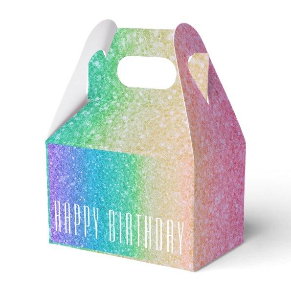 Rainbow Glitter Sparkle Pretty Birthday Party Glam Favor Box