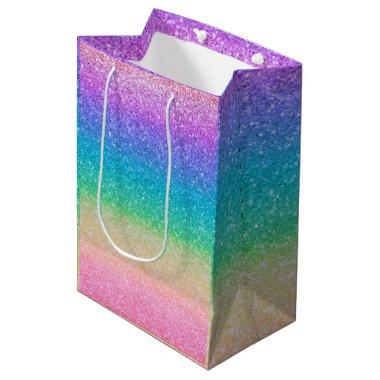 Rainbow Glitter Sparkle Pretty Birthday Party Glam Medium Gift Bag