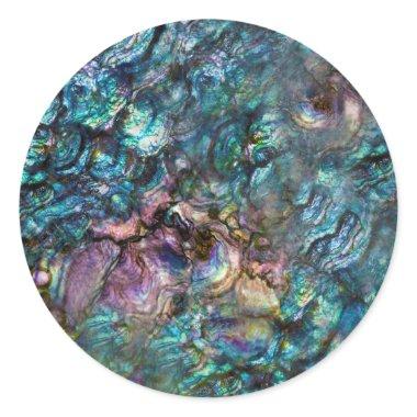 Rainbow Iridescent Abalone Sea Shell Beach Classic Round Sticker
