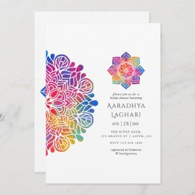 Rainbow Mandala Indian Bridal Shower Invitations
