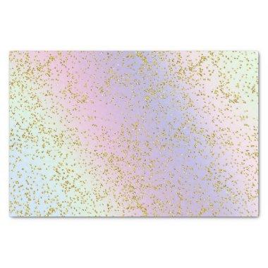Rainbow Pastel Gold Glitter Fantasy Birthday Party Tissue Paper
