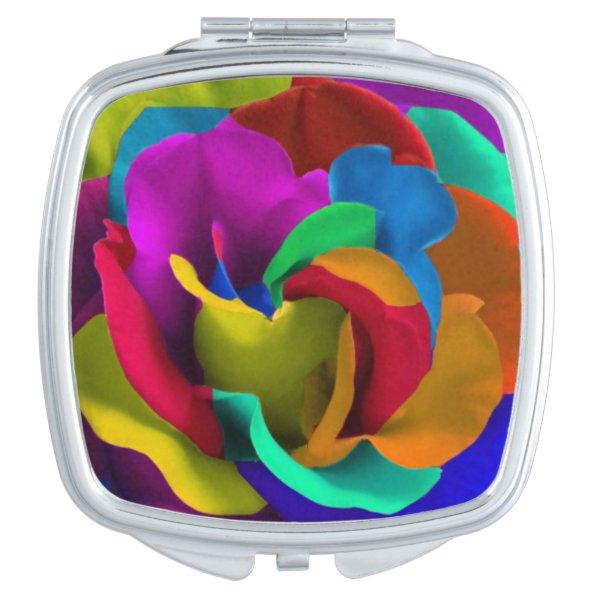 Rainbow roses flowers colorful hippie edition mirror for makeup