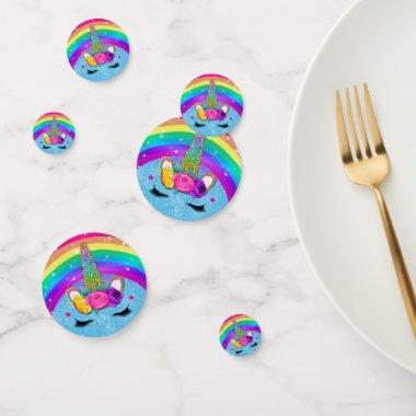 Rainbow Sparkle Glittery Unicorn Horn Face Party Confetti