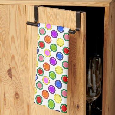Rainbow Stripes and Polka Dots Happy Colorful Kitchen Towel