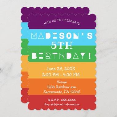 Rainbow Stripes Fun Bright Birthday Party Any Age Invitations